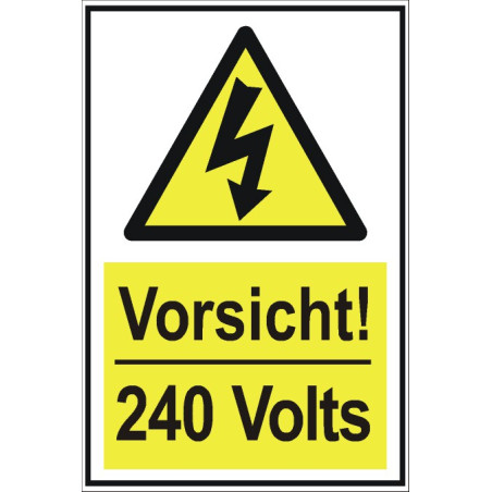 Warnschild "240 Volt elektrische Spannung"