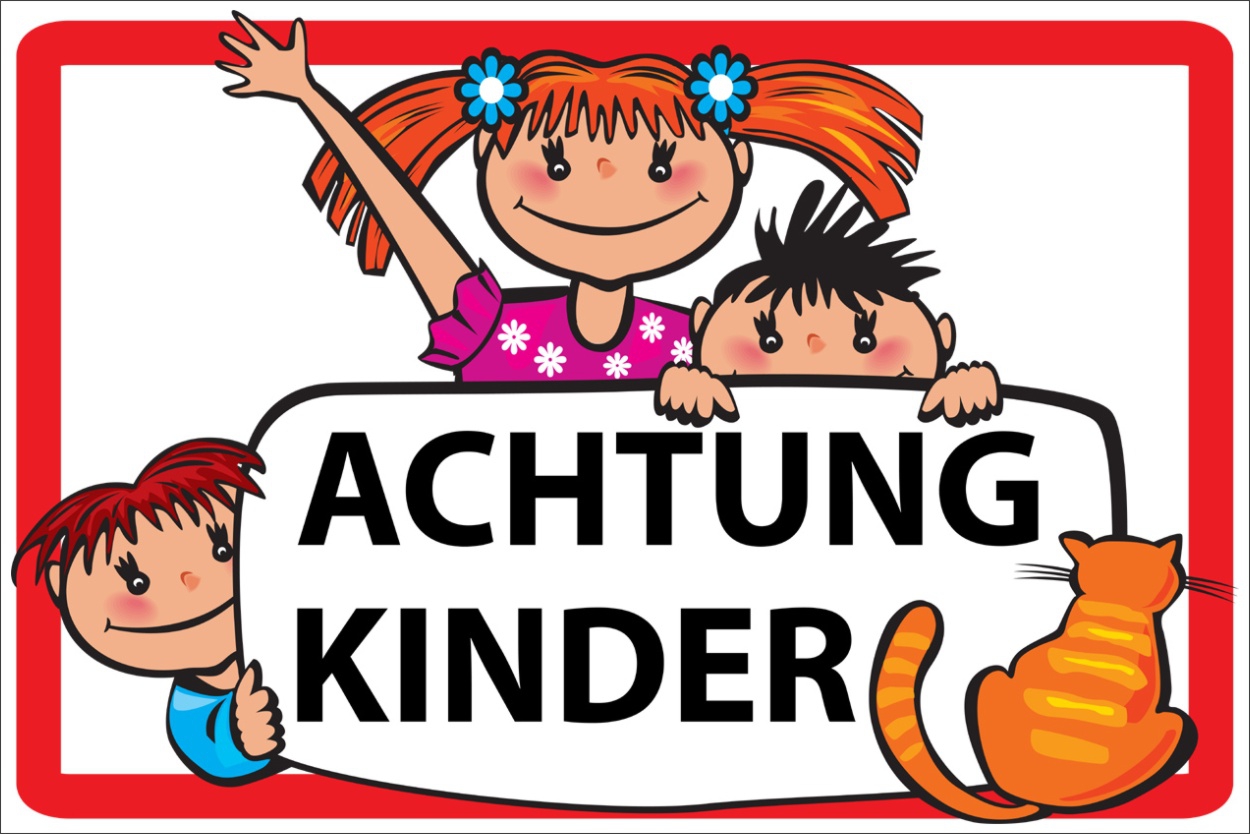 Schild Achtung Spielende Kinder Warnschild Alu Verbund 3mm 300X450mm Art.Kind 1 
