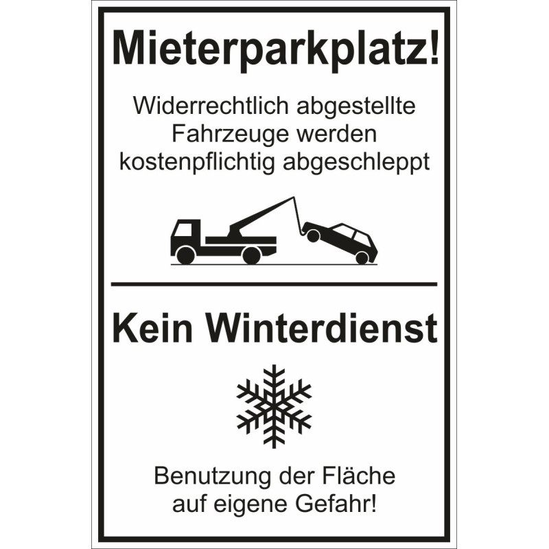Schild MIeterparkplatz Winterdienst