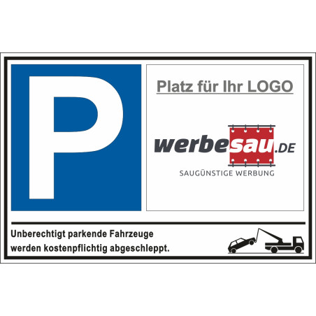 Schild Parken Parkplatz Stellplatz Ihr Text Wunschtext mit Pfeil 3