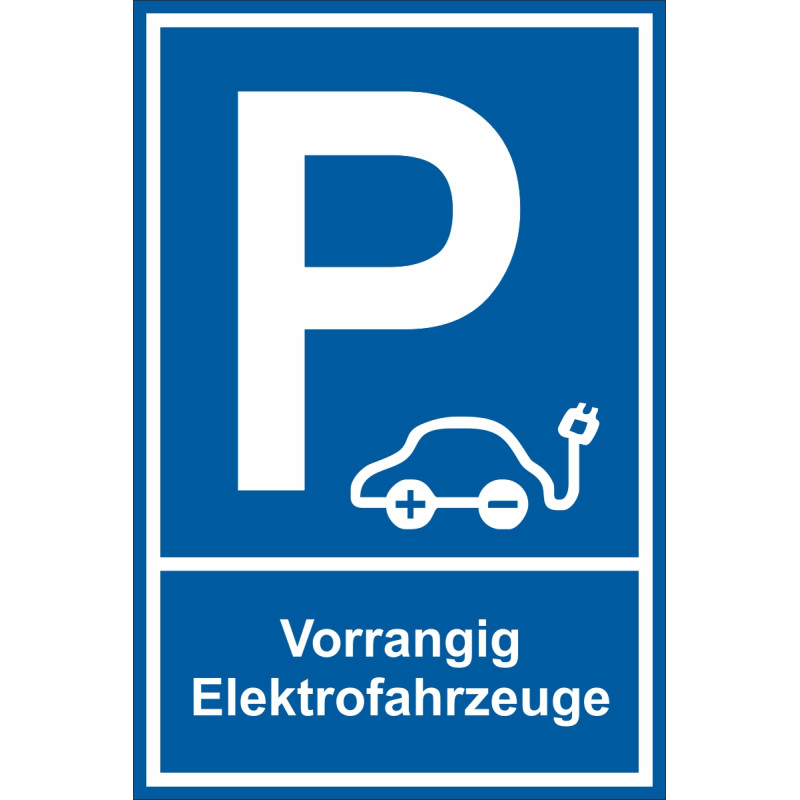 Parkplatzschilder vorrangig Elektrofahrzeuge